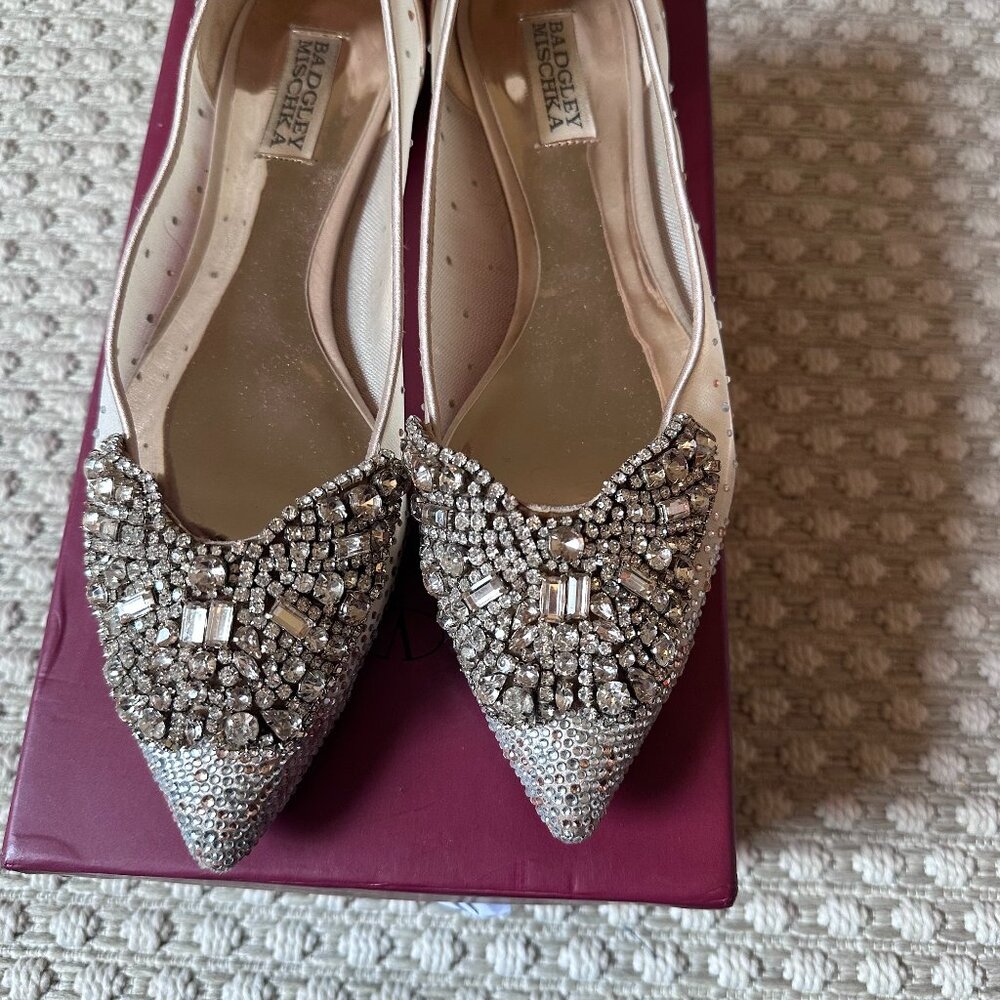 Badgley Mischka Butterfly Jewels Wedding Shoes sz 8.5
